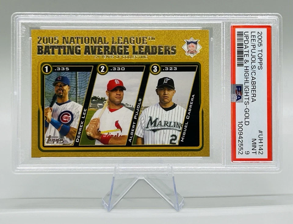 2005 Topps Update Lee/Pujols/Cabrera Batting Average Leaders Gold /2005 PSA 9 - Image 2 of 4