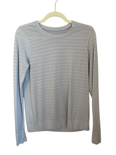 Lululemon Breeze By Long Sleeve Perforated Top Size 8 Serene Blue