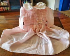 Vintage Girls Dress Size 4 Smocked Bunny Pink Embroidered Polly Flinders