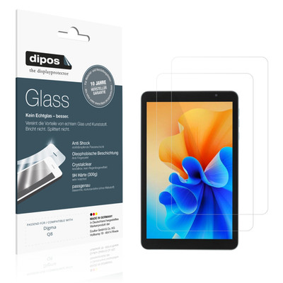 2x Schutzfolie für Digma Q8 - Anti-Shock 9H Folie dipos Glass Kunststoffglas