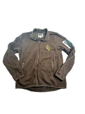 58 Sports University of Wyoming Cowboys Sweater Fleece Full Zip Jacket Brown Men