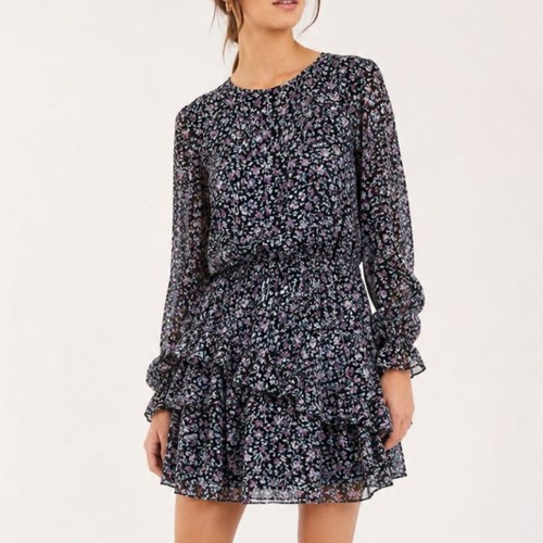 Isabel Marant Étoile Java Dress Black Floral Boho Mini Chiffon EU 38