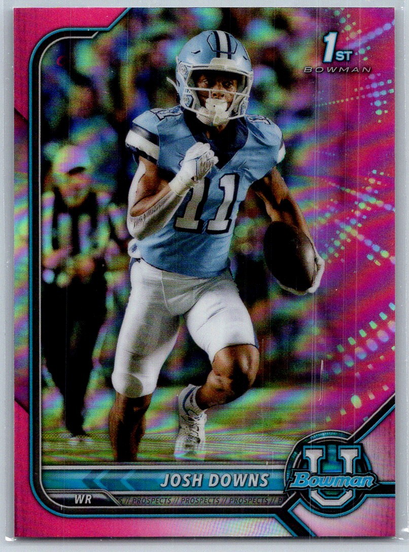 Josh Downs 2021 Bowman University Chrome Pink Rookie Refractor #50 North