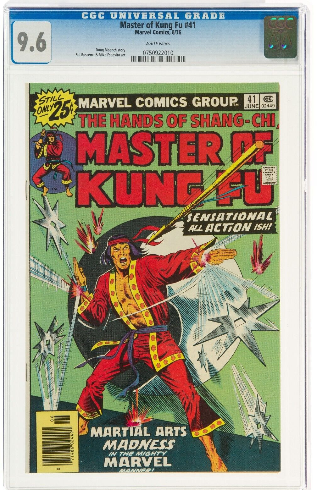 MASTER OF KUNG FU #41 CGC 9.6 NM+ SHANG-CHI MARVEL COMICS 1976 White Pages