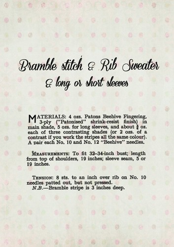 1940s Vintage Wartime Striped Jumper Knitting Pattern - Picture 2 of 2