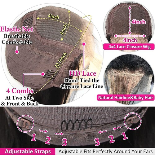 Water Wave Lace Front Wig Human Hair Wigs 13×4 and 4×4 Lace Wig Pre Plucked - Picture 10 of 17