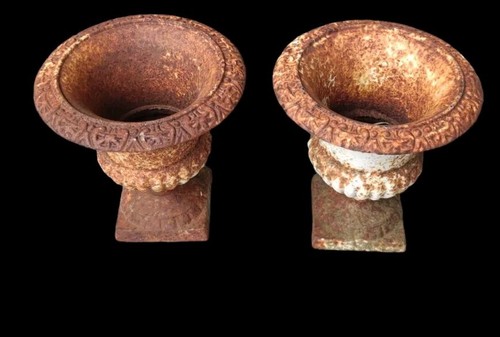 Paire Ancien petit Mini Vase médicis godrons Jardinière Fonte/ Jardin Ancien - Bild 3 von 3