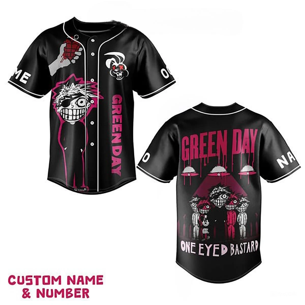Green Day One-Eyed Bastard Personalized Baseball Jersey