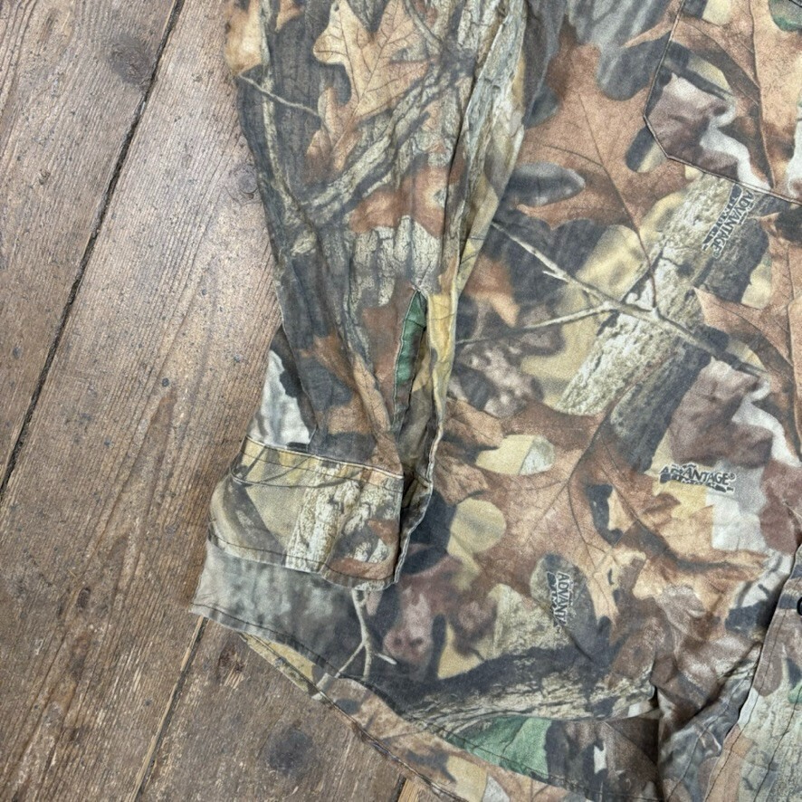 Red Head Real Tree Shirt Y2K USA Camo Army Button Down Top, Green, Mens XL image 6