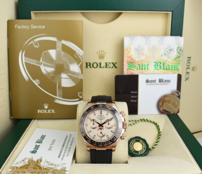 ROLEX 18kt Rose Gold Daytona Oysterflex Strap Ivory Index 116515