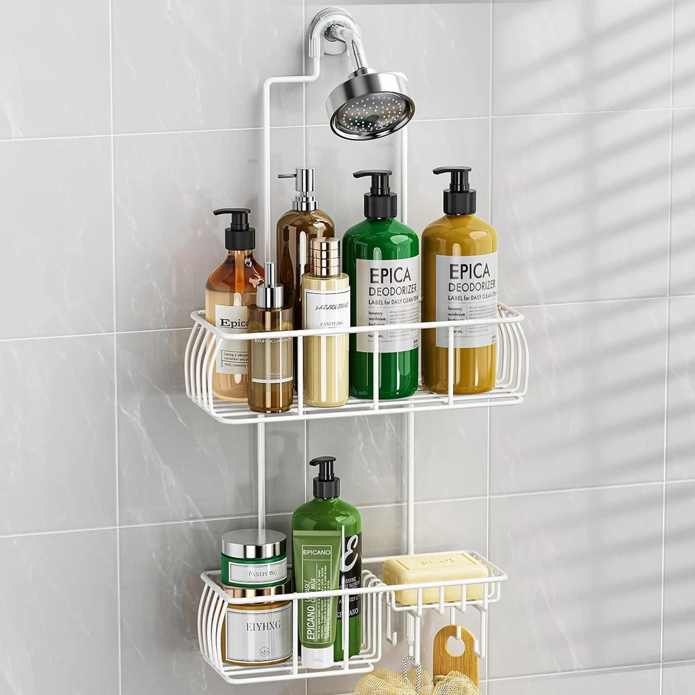 Shower Caddy Hanging Anti-Swing Over Head Shower Caddy Rustproof Hanging Mount
