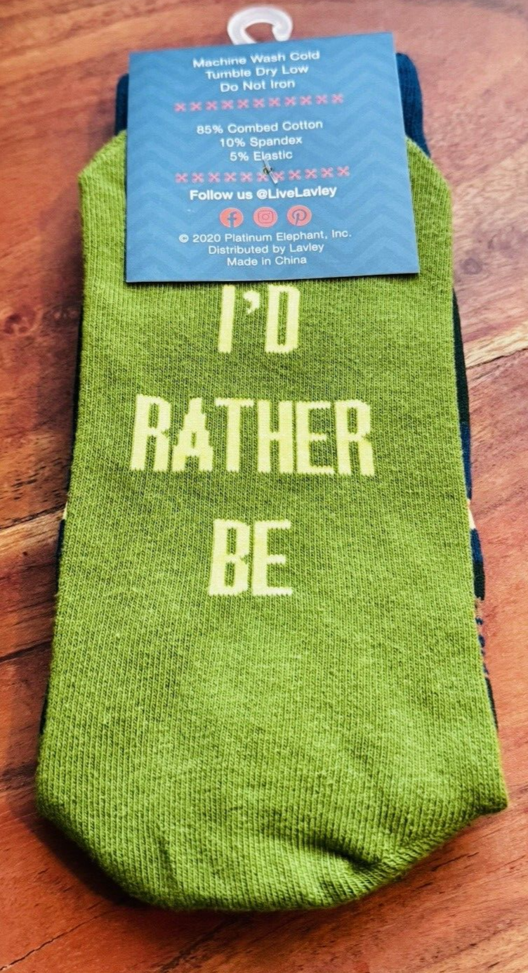 SAOLA Calze da campeggio Lavley I'd Rather Be che parlano dalla suola taglia unica NUOVE OSFM
