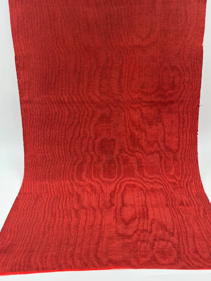 Red Silk Moire Fabric By The Meter,  Watermark Patterned, Multicolor Options. - Image 4 of 4