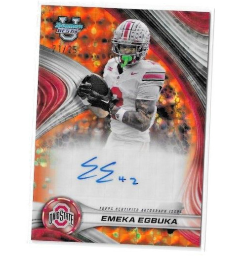 Emeka Egbuka 2024 Bowman Best University Orange Auto Autograph Serial #d 21/25