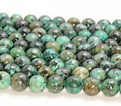 8MM Genuine African Turquoise Gemstone Grd AAA Round 15.5 Inch (80007353-277) - Picture 3 of 4