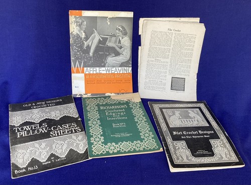 4 alte Waffelweben Filet Häkelmotive Hefte 1916 1934 wie besehen Lot - Bild 1 von 24