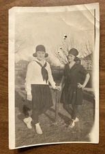 Vintage 1930s Young Girls Ladies Happy Smiling Best Friends Fashion Real Photo