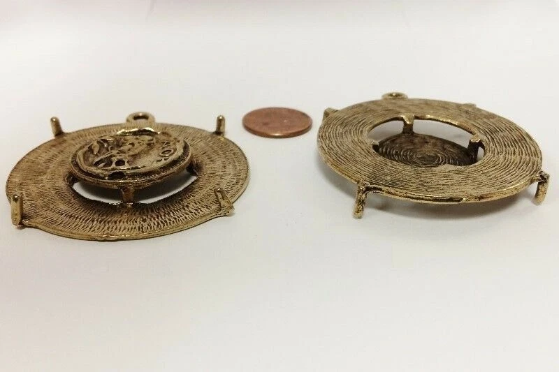 1 BÚHO SABIO ANTIGUO ORO REDONDO 49mm. COLGANTE CUENTAS - ESTAMPADO "A.O.E" B10 Foto 4 de 4