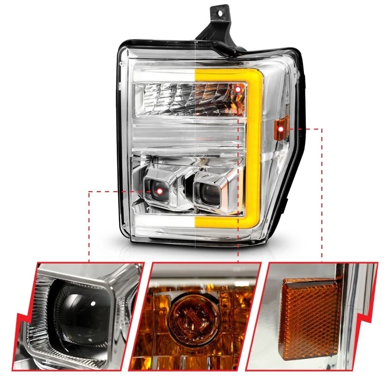 Faros proyectores ANZO para Ford F-250 - F-550 Super Duty 08-10 con barra de luz Foto 4 de 4
