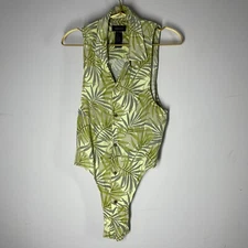 CLAIBORNE Womens Graphic Top Shirt Vest Size L US Green Leaves