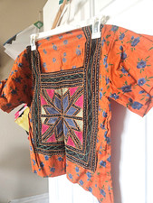 Cute Orange Afghan Women's Top - Handmade Afghani / Traditional kuchi Shirt