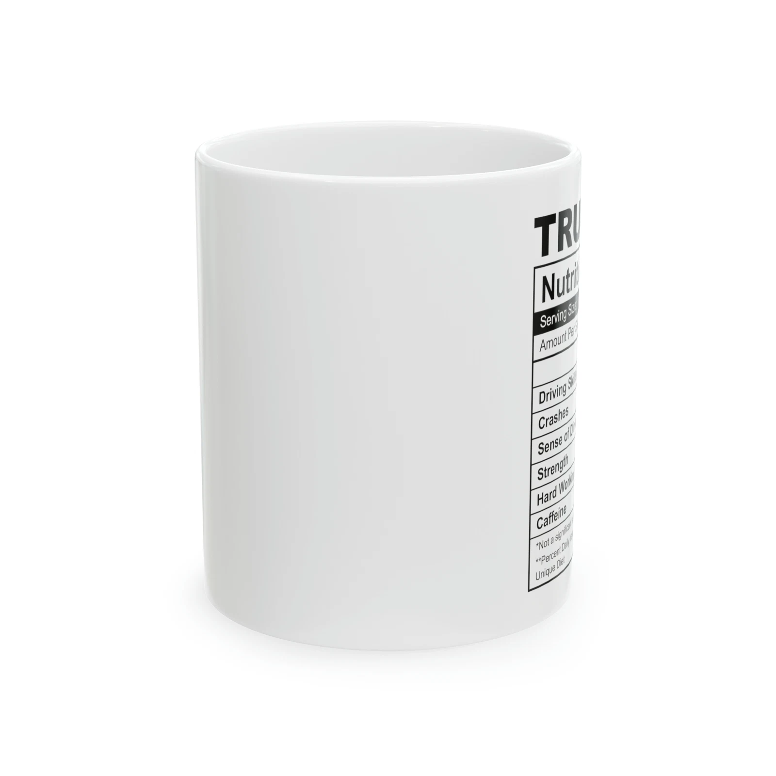 Trucker Nutrition Facts Ceramic Mug