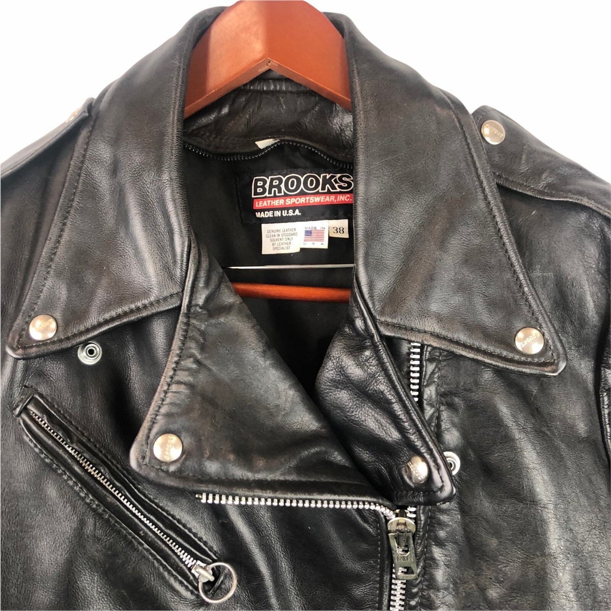 Brooks Leather Sportswear Womens Belted Brando Moto Jacket Brooks Leather Sportswear Womens Belted Brando Moto Jacket