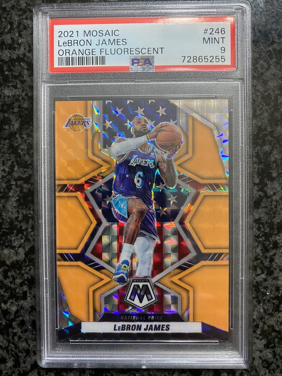 2021-22 Panini Mosaic LeBron James Orange Fluorescent Prizm #/25