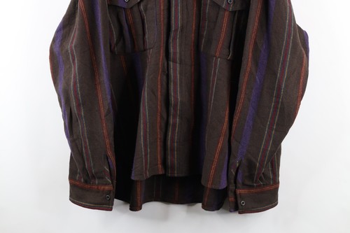 Vintage 90s Streetwear Mens XL Wool Blend Rainbow Striped Collared Button Shirt - Picture 3 of 10