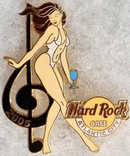HARD ROCK CAFE ATLANTIC CITY SEXY GIRL OF SUMMER IN WHITE SWIMSUIT PIN # 28131