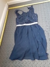 Nordstrom Dear Moon Navy Blue Sheer Lace Floral Junior 3 Prom Dress #S145