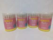 DAISO Baby Cotton Bud thin swab 200pcs ear clean Q-tips set of 4  Japan