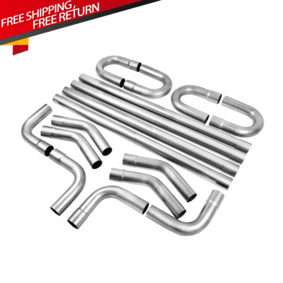 16PCS 2.25'' OD DIY CUSTOM EXHAUST TUBING MANDREL BEND PIPE STRAIGHT & U-BEND KIT