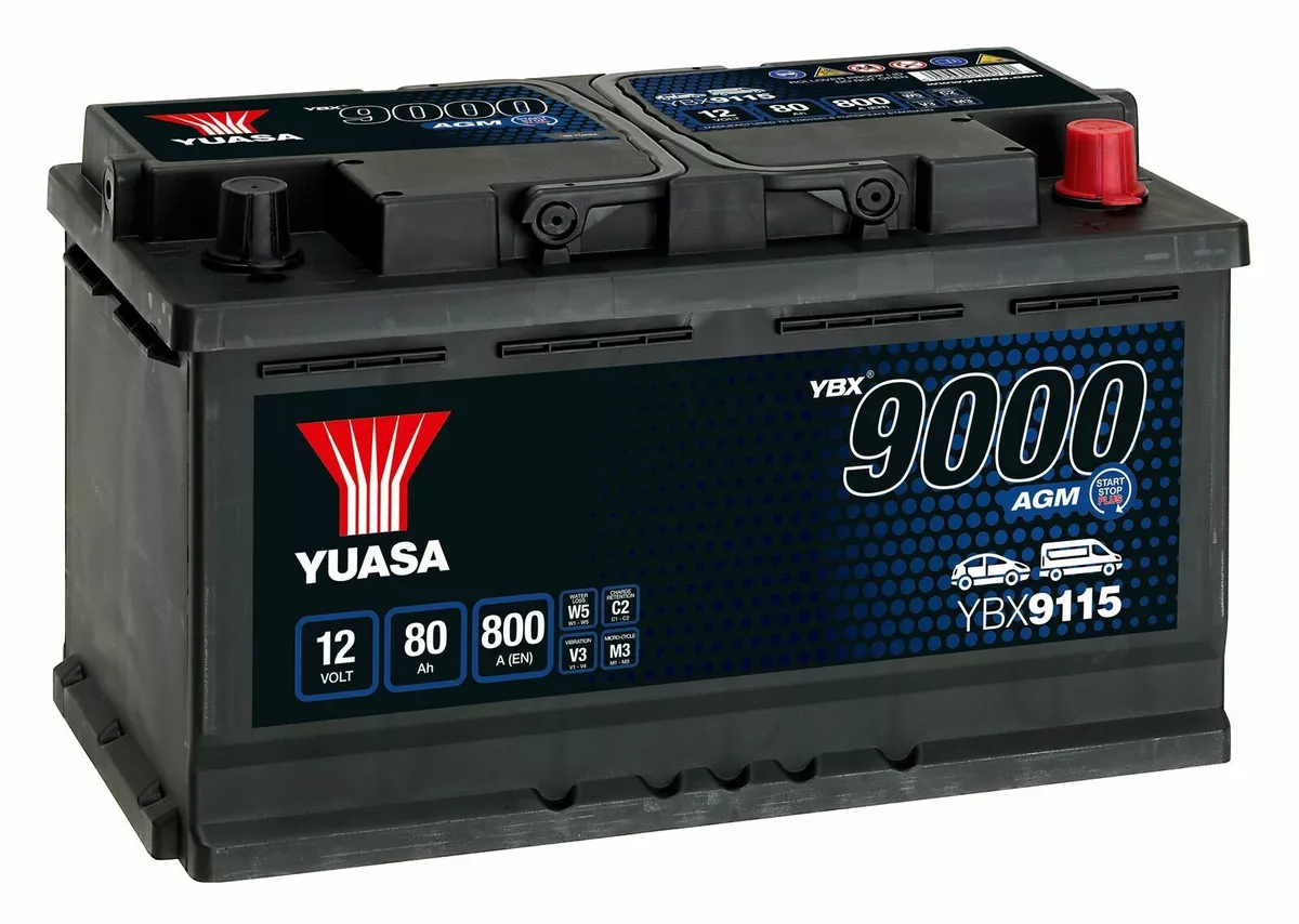 Batteria Auto Yuasa AGM 80Ah 800A (EN) Start&Stop Plus 317x175x190 mm Destra