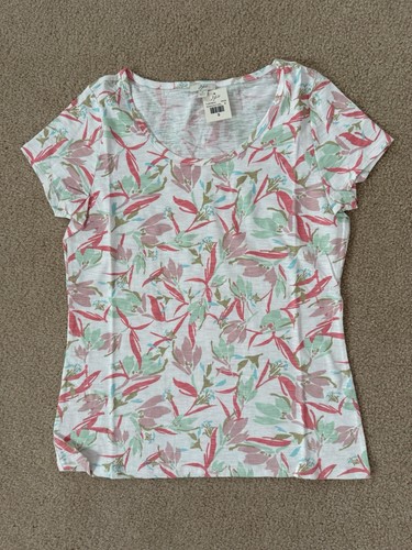 J Jill Short Sleeve Floral Print Cotton Shirt, Size S, NWT