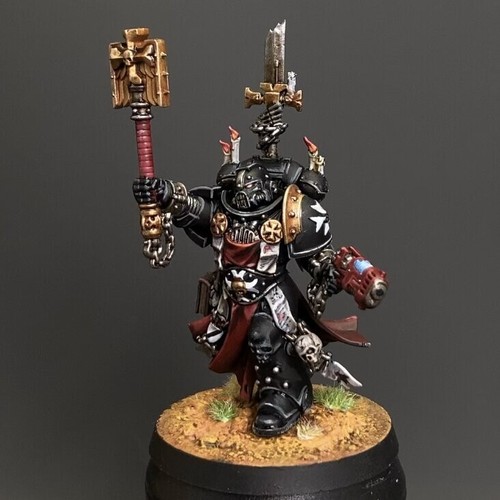 Warhammer 40K Black Templars Chaplain Grimaldus & Retinue Painted Miniature mode - Picture 12 of 17