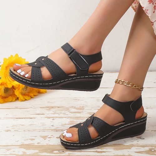Mujer Sandalias Informales Ortopédicas Punta Abierta Planas Playa Antideslizantes Zapatos Talla Verano - Imagen 24 de 29