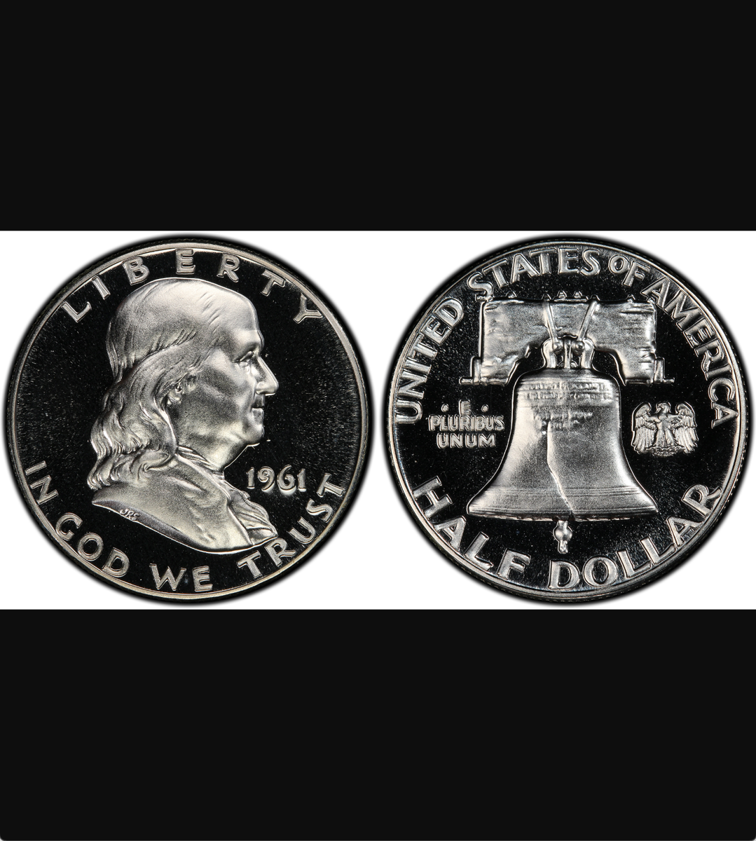 1961 DDR PCGS PR67 Doubled Die Reverse Proof Silver 50C Franklin