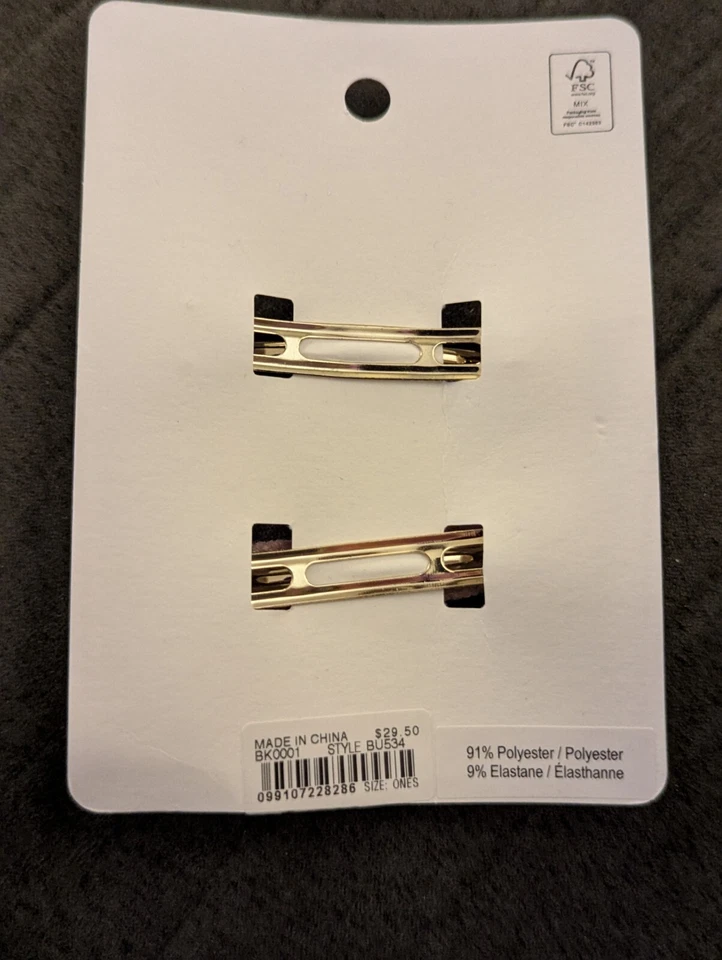 Juego de 2 pinzas para el cabello J Crew terciopelo estrás negro rosa nuevo con etiquetas Foto 3 de 4