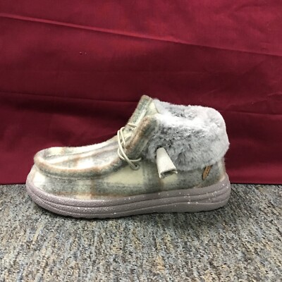 New LAMO Cassidy Kids CK2152 Hi-Top Lined Gray Plaid Moccasins Size 13