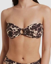 $111 Jets Women's Black Allure Trim Bandeau Bikini Top Swimwear Size AU 8 / US 4