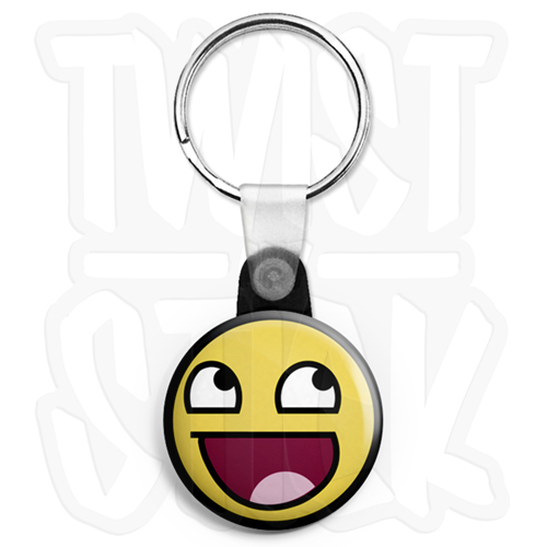 4chan Awesome Smiley - Keyring Button Badge - 25mm Keyrings with Zip Pull Option - Picture 1 of 5