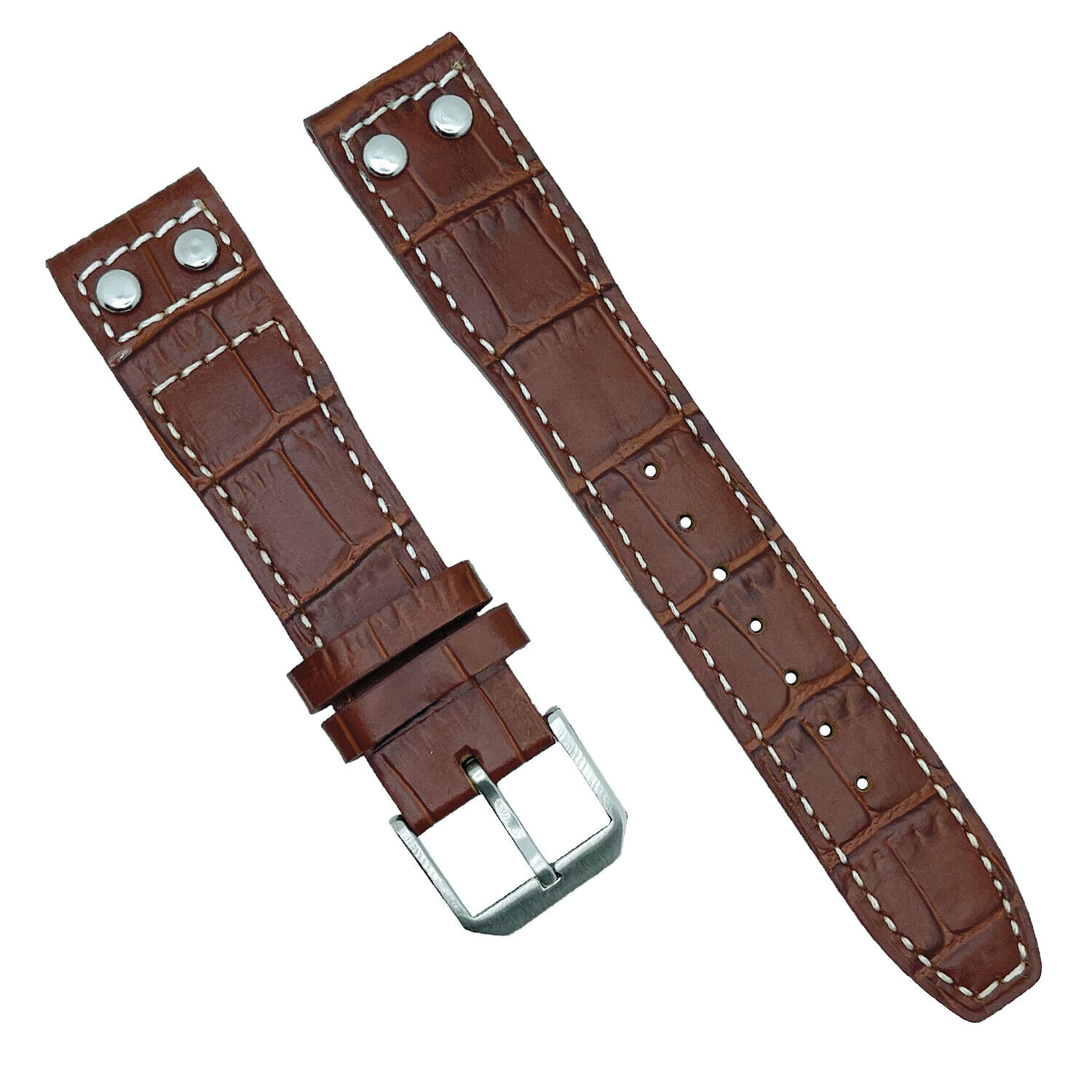 20mm Brown Alligator Embossed Leather Watch Strap Band For IWC Pilot Top Gun