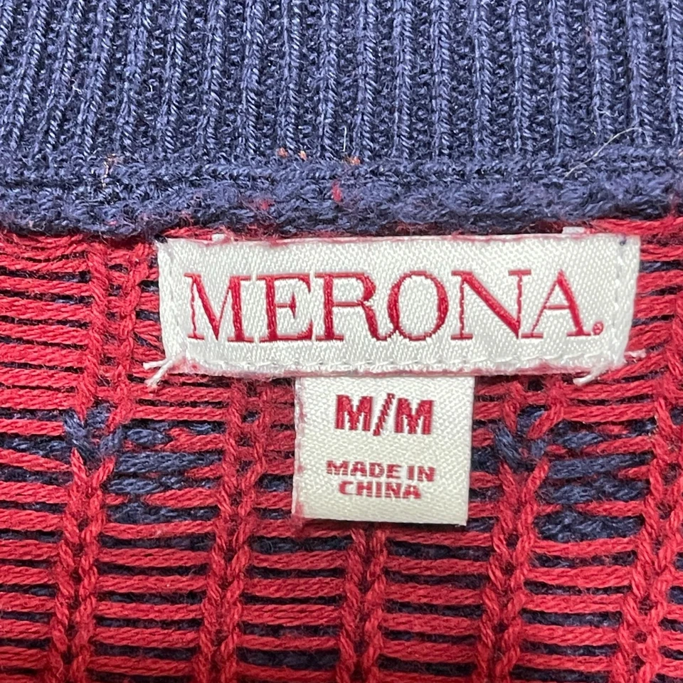 Cárdigan suéter cuello chal Merona para hombre azul marino rojo talla M mediano Foto 3 de 4