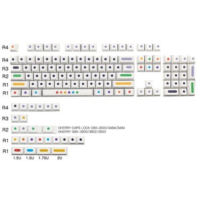 White Color Dots Unique Character Keycap for ANSI 104 TKL 61 MX Switch Keyboard