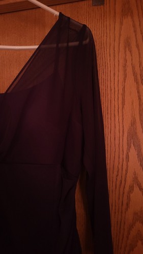 💜 ALEX EVENING lila aubergine Babydoll A-Linie Kleid 16 S Ärmel hinten Reißverschluss Haken - Bild 13 von 21