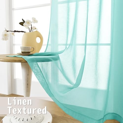 Short Sheer Door Curtain Closet Linen Textured Curtain Sheers Doorway Light - Bild 4 von 7