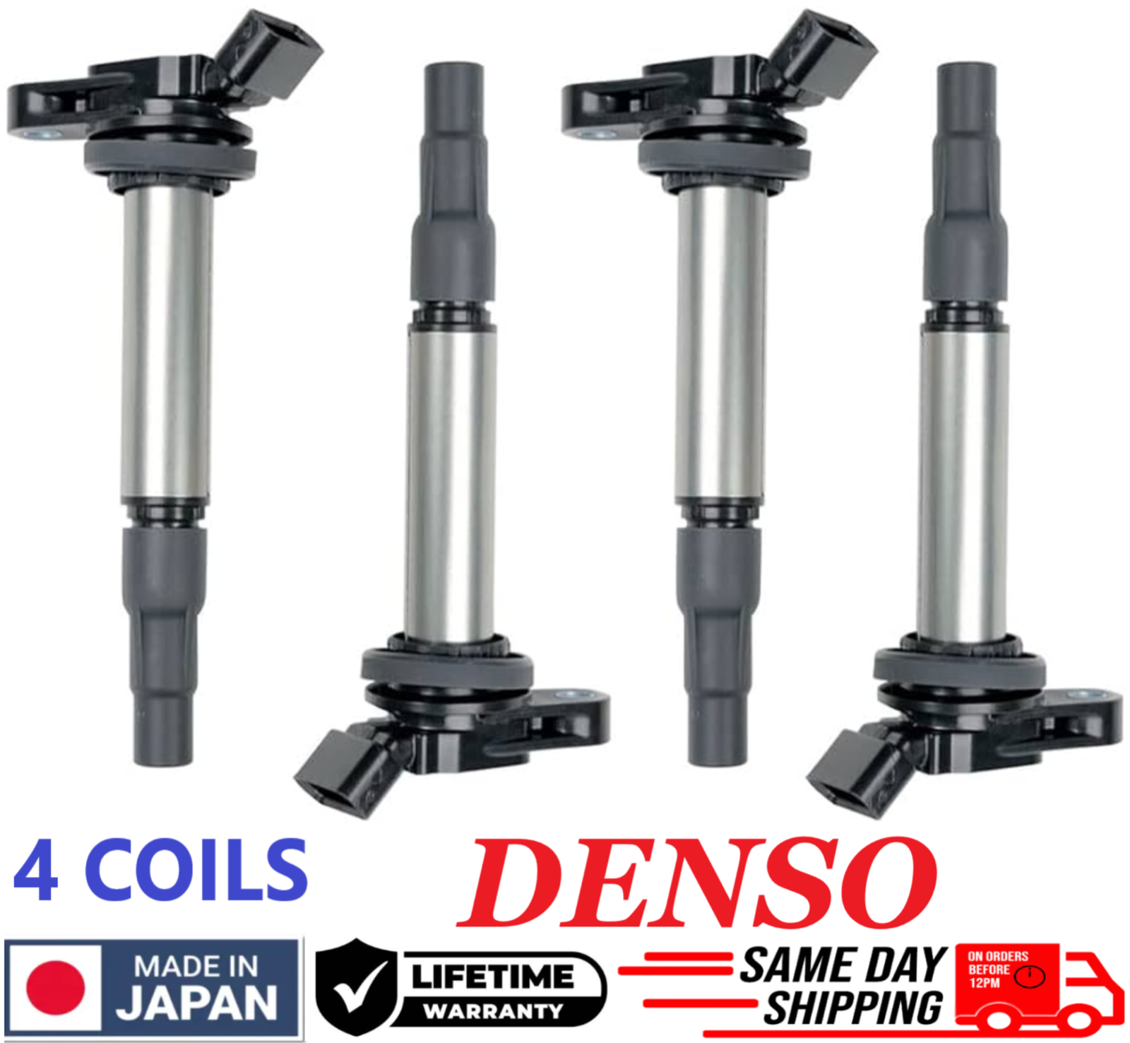 4 GENUINE Ignition Coils For 2009-2014 Toyota Matrix 1.8L I4, 90919-02258, OEM