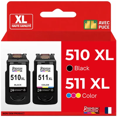 Pack 2 Cartouches compatible pour Canon PG510 CL511 Noir Couleur - Photo 1/4
