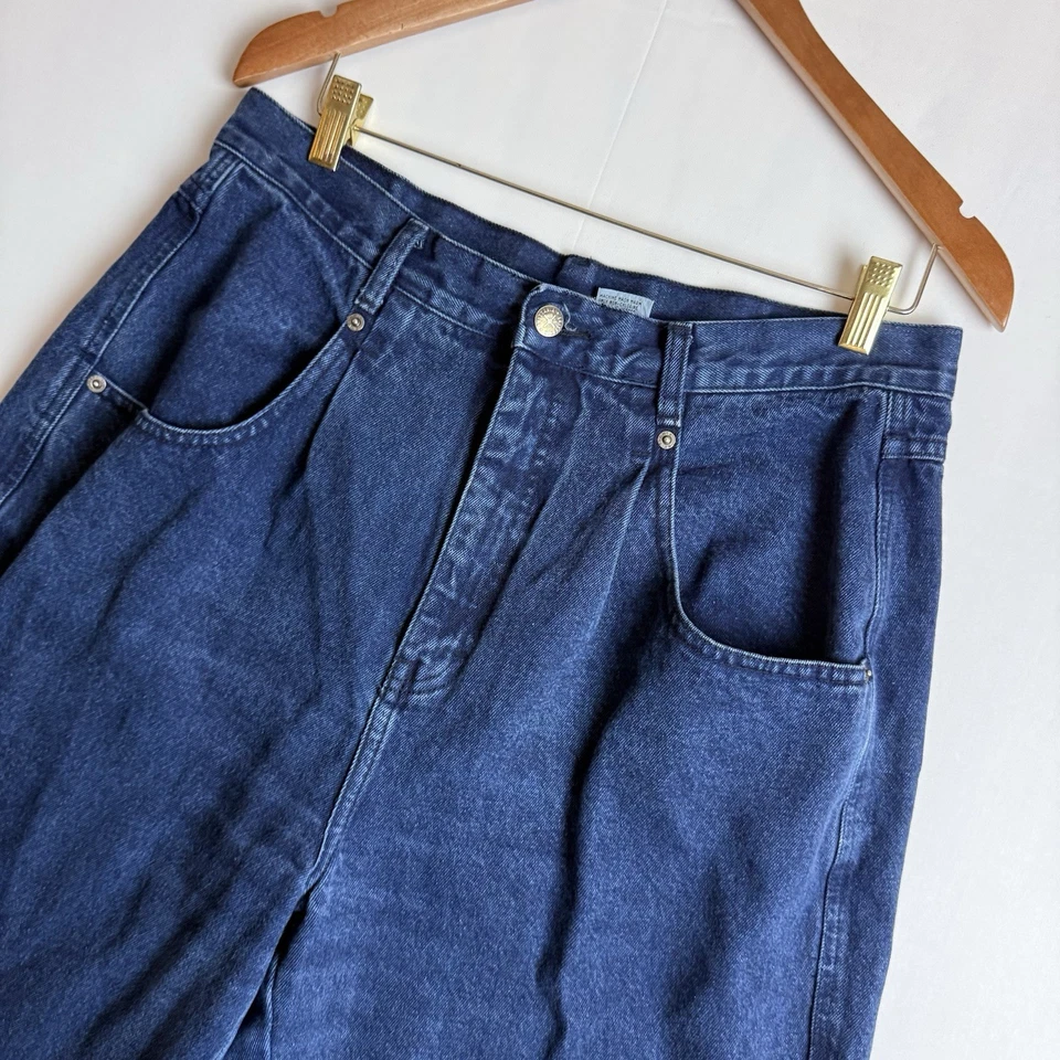 Pantalones de mezclilla de colección Brittania tiro alto cónicos para mujer altos 16T lavado oscuro años 90 T43 Foto 3 de 4